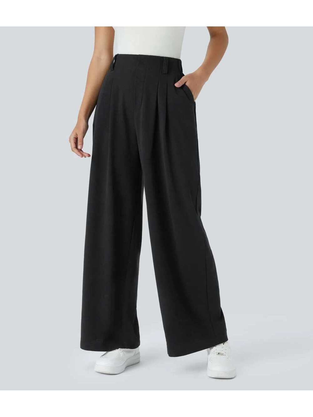 HALARA High Waisted Pocket Wide Leg Waffle Work Pants [3X Reg] image 3